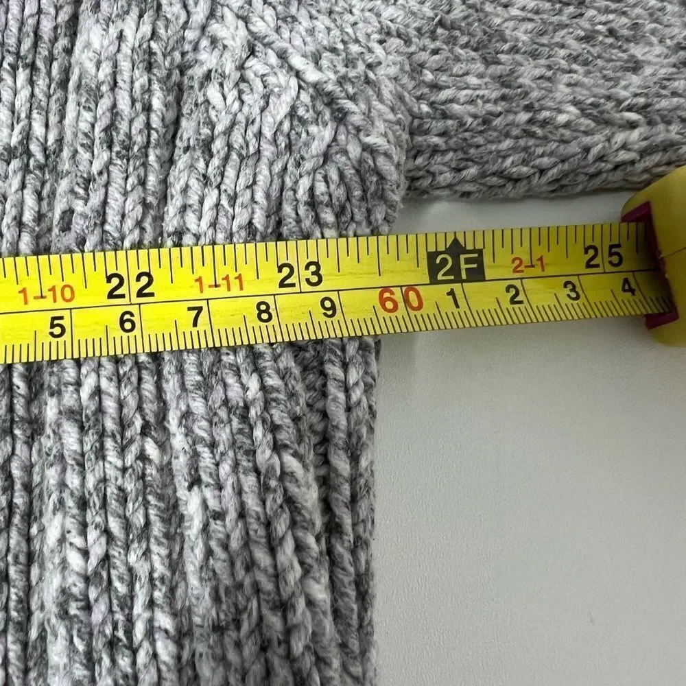 Marks & Spencer Vintage Knit Cotton Sweater 4 buttons Gray Mock Neck Size L